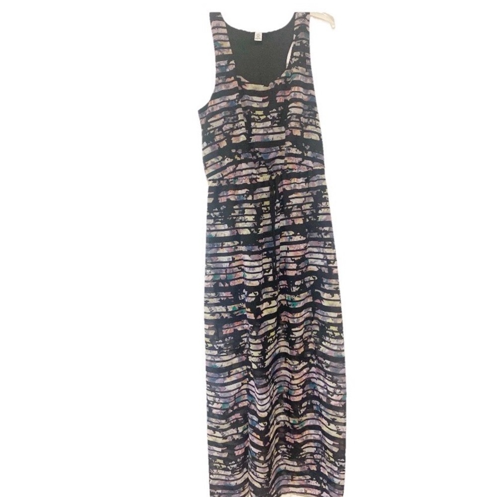 Bar III Multicolor Striped Floral Maxi Dress Large